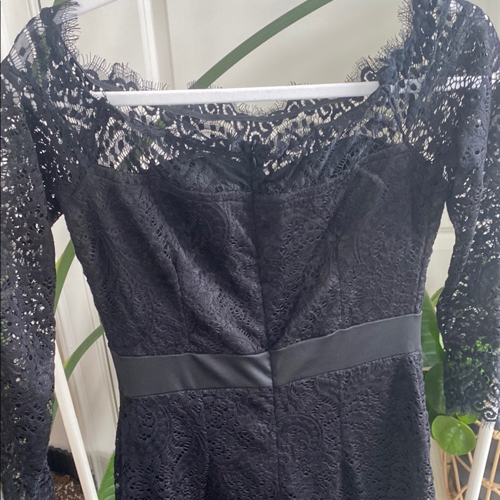 Black Long Sleeve Lace Detail Gown - Picture 7 of 11